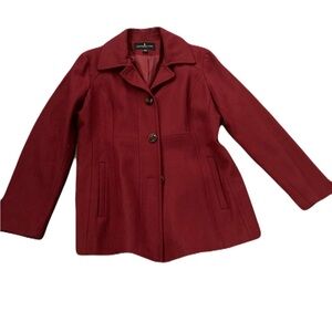 London Fog Women's Deep Red Pea Coat